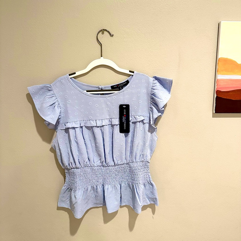 Baby Blue Short Sleeve Blouse 💙🩵🦋